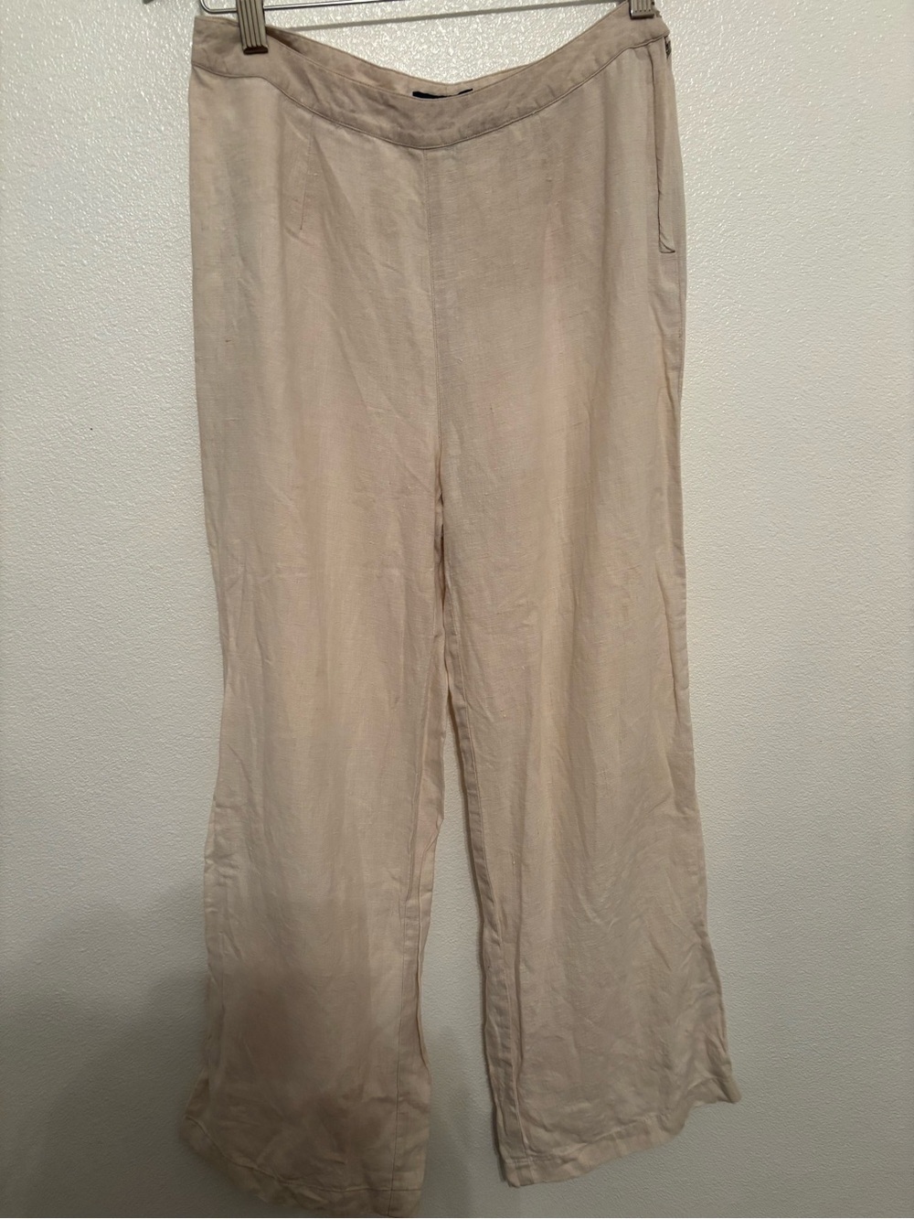 J. Crew Cream Wide-Leg Linen Pants 4